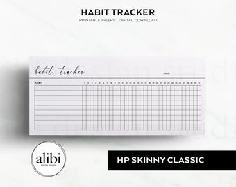 Skinny Classic Happy planner Habit Tracker Maandplanner HP planner voor half vel afdrukbare inlegvellen