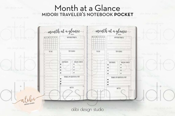 pocket tn monthly planner birthday calendar and to do list etsy monthly birthday calendar