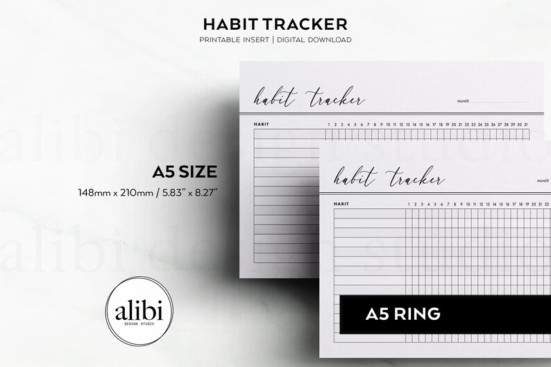 A5 Habit Tracker Monthly Habit Tracker Printable A5 Monthly Planner - Etsy