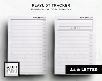 A4 US Letter Playlist Tracker Music Tracker Podcast Tracker Music List Printable