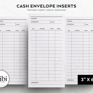 Contante envelop invoegsels Afdrukbare pdf Geldtracker Budgetplanner Contantenveloptracker, uitgaventracker Onkostenlogboek 3" x 6" | #2