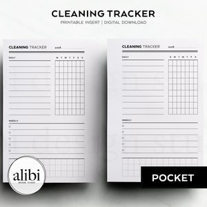 Pocket Cleaning Tracker Printable Weekly Habit Tracker Pocket Printable Planner Inserts