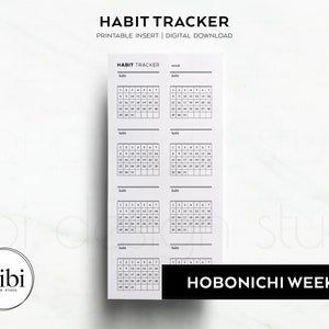 Planificador mensual de seguimiento de hábitos de Hobonichi Weeks, insertos imprimibles de Hobo Weeks