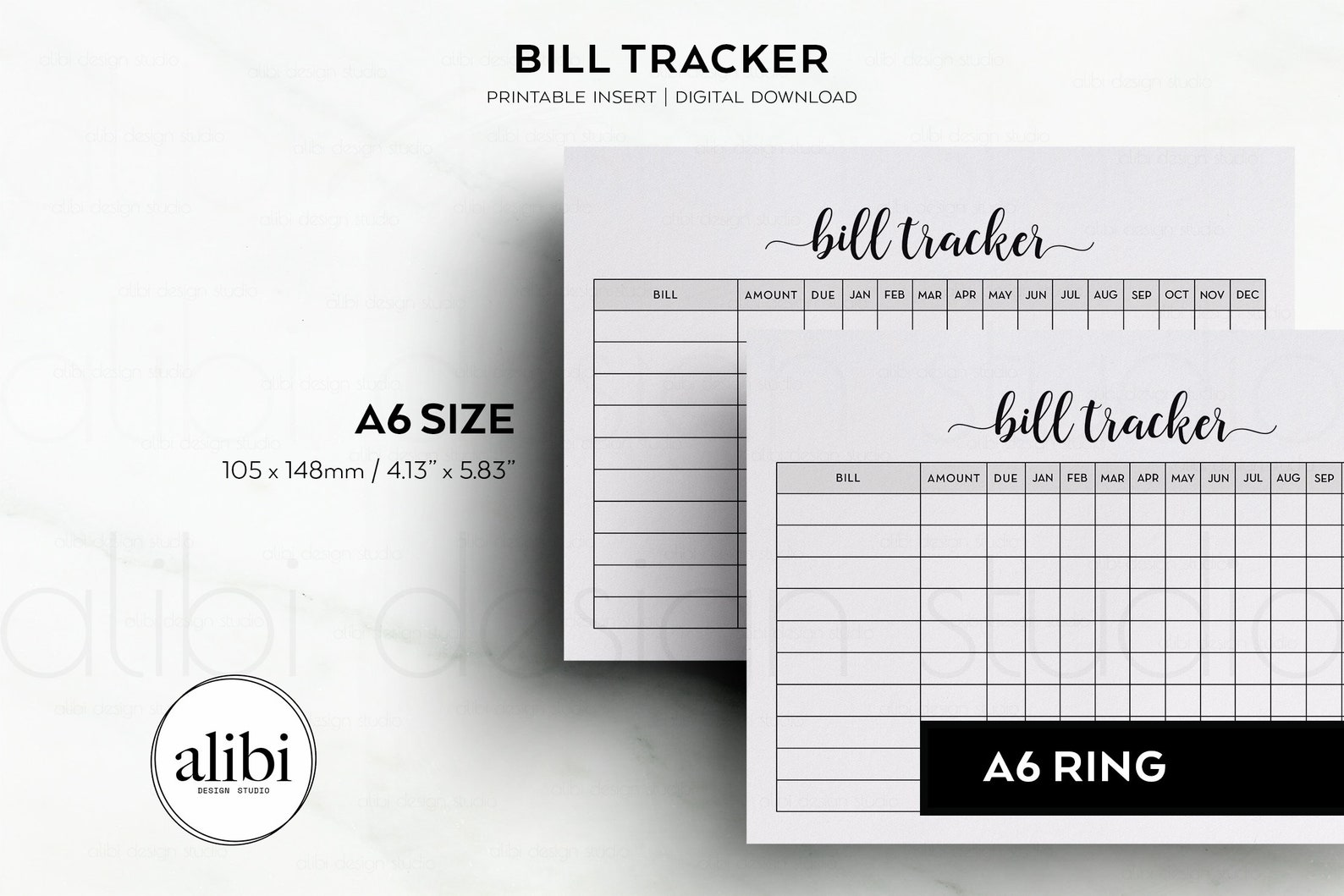 A6 Bill Tracker Financial Planner A6 Printable Planner Inserts Budget ...