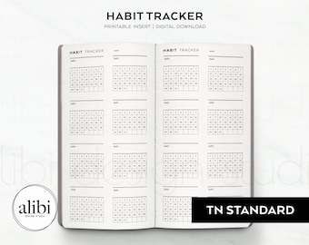 Standard TN Habit Tracker Monthly Planner Travelers Notebook Printable Inserts