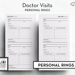 Personal Doctor Visits Medical Planner Insert Doctor Appointment Tracker Family Planner Medical Record Personal Printable Planner Inserts