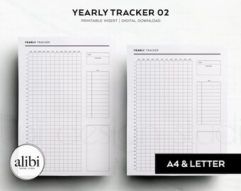 A4 and US Letter Size Year Tracker Habit Tracker Yearly Overview Mood Tracker Period Tracker Printable Planner Inserts