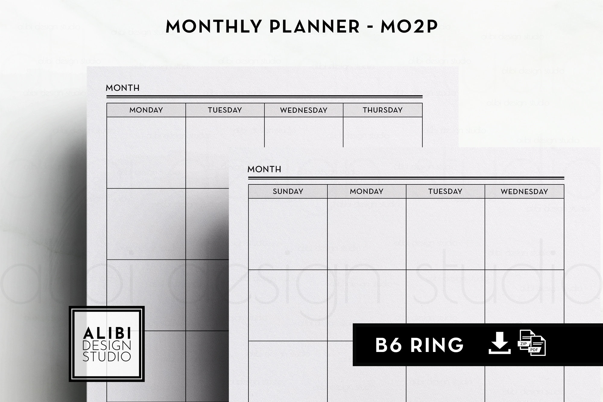 B6 Rings Monthly Planner B6 Inserts Undated Calendar Etsy