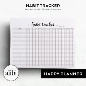 Happy Planner Horizontal Habit Tracker Monthly Planner Insert PDF HP Classic Printable Planner Inserts