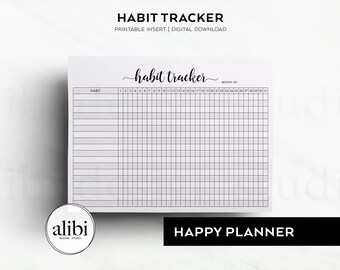 Happy Planner Horizontal Habit Tracker Monthly Planner Insert PDF HP Classic Printable Planner Inserts