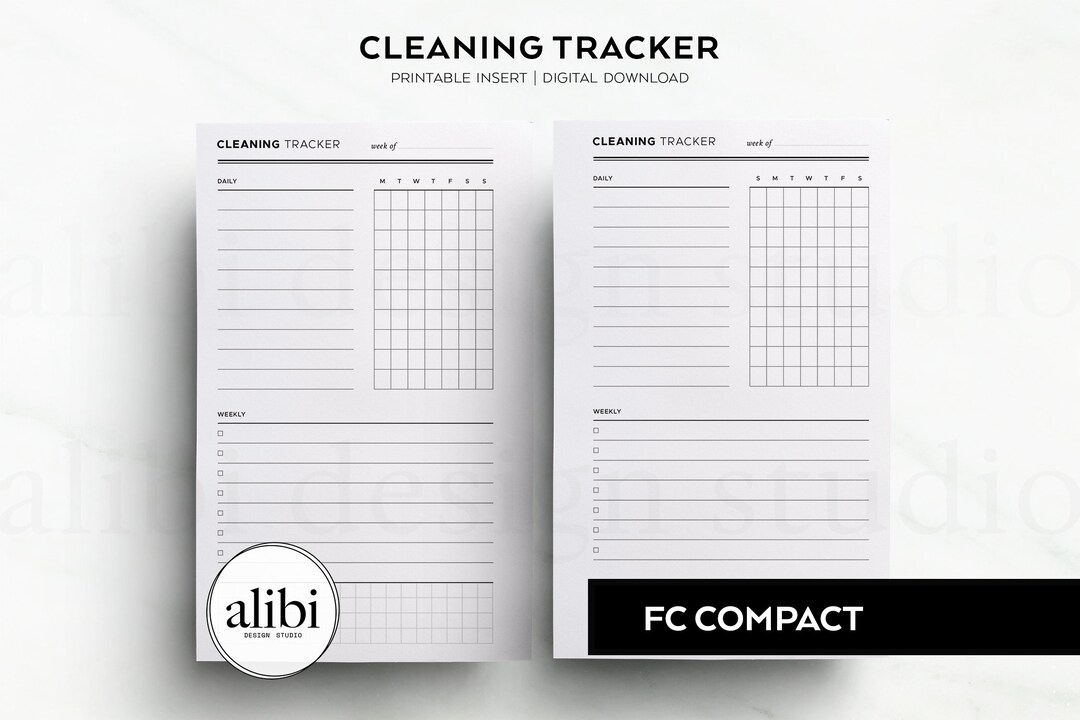 FC Compact Cleaning Tracker Printable Weekly Habit Tracker Franklin ...