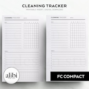 FC Compact Cleaning Tracker Printable Weekly Habit Tracker Franklin Covey Compact Printable Planner Inserts