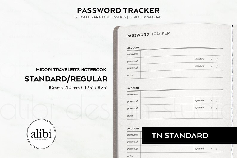 Password Protection Reminders Standard TN Password Tracker Password Manager Emergency Planner ...