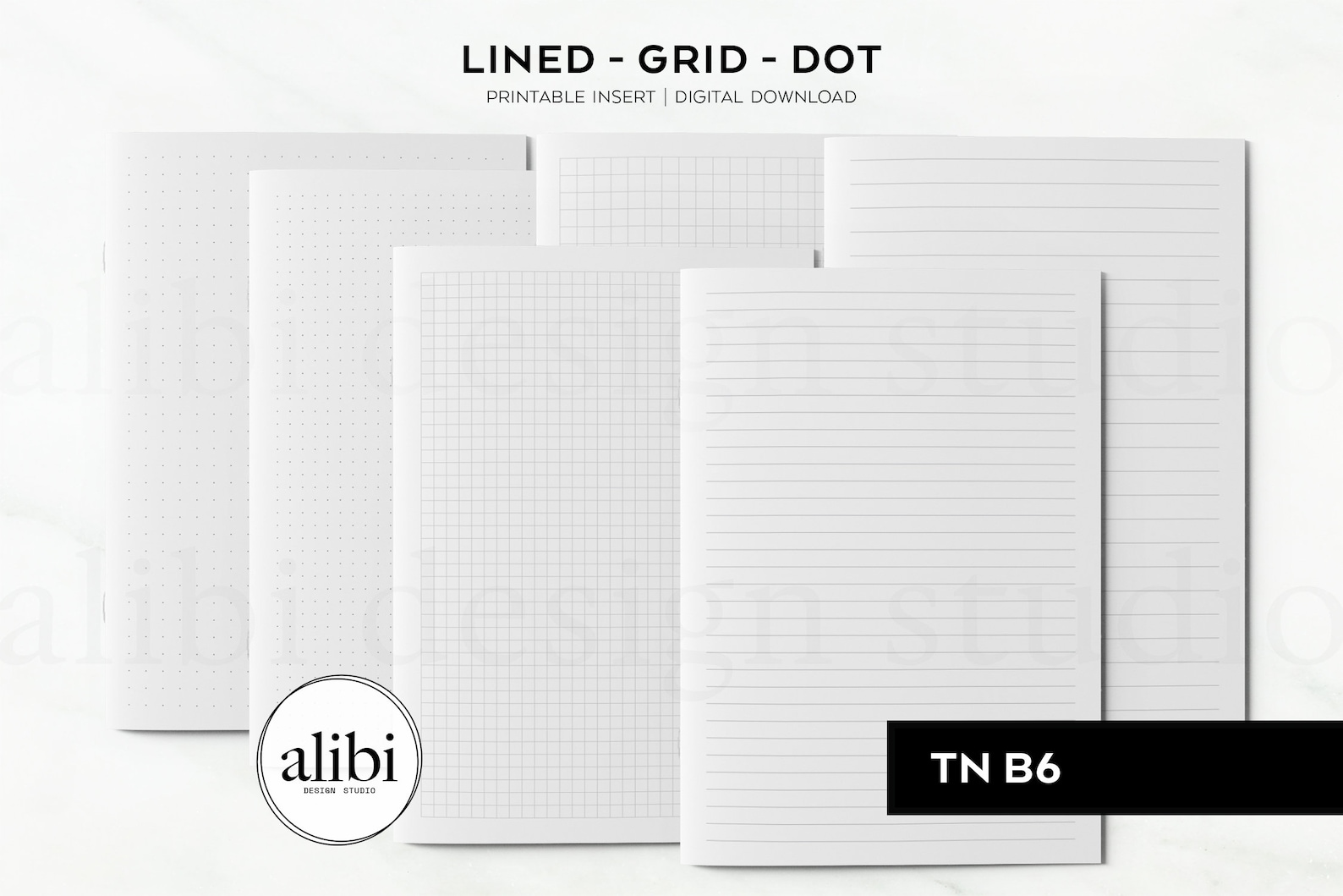 B6 TN Grid Paper Dot Grid Lined Paper Printables Travelers Notebook ...