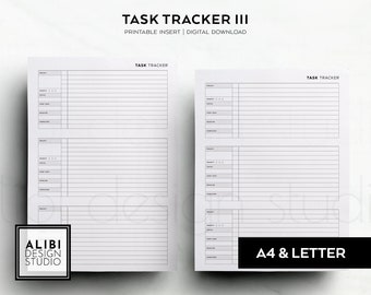 A4 Letter Project Planner Task Tracker Productivity Planner Printable Inserts