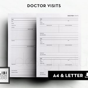 A4 Letter Doctor Visits Health Planner Health Record Medical Printable Insert 画像 5