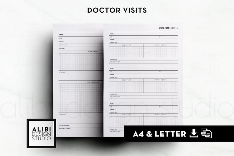 A4 Letter Doctor Visits Health Planner Health Record Medical Printable Insert 画像 5