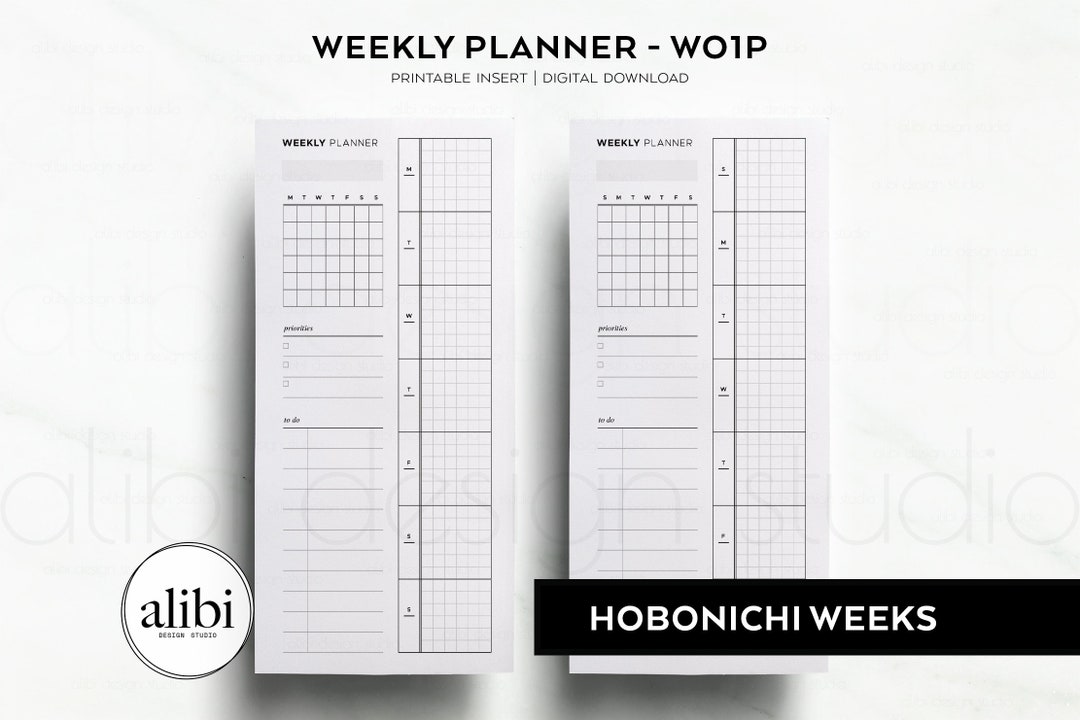 Hobonichi Weeks Weekly Planner Insert | Week on 1 Page | Monthly ...