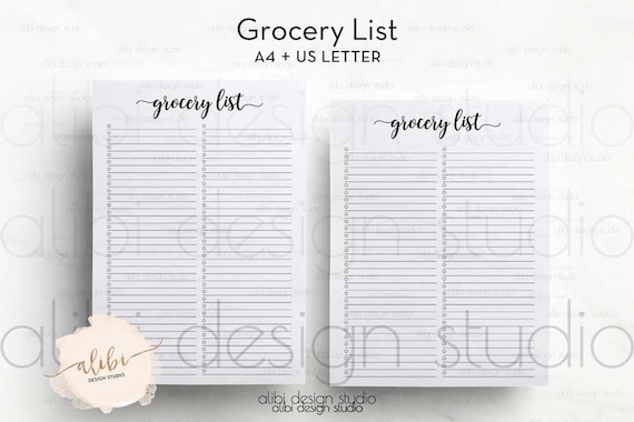 grocery list a4 printable shopping tracker shopping list etsy