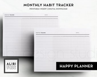 Happy Planner Habit Tracker Monthly Planner Monthly Overview Monthly Tracker HP Classic Printable Planner Inserts Agenda Tracker