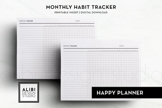 Monthly Habit Tracker Refill Planner Pages, Tip-In