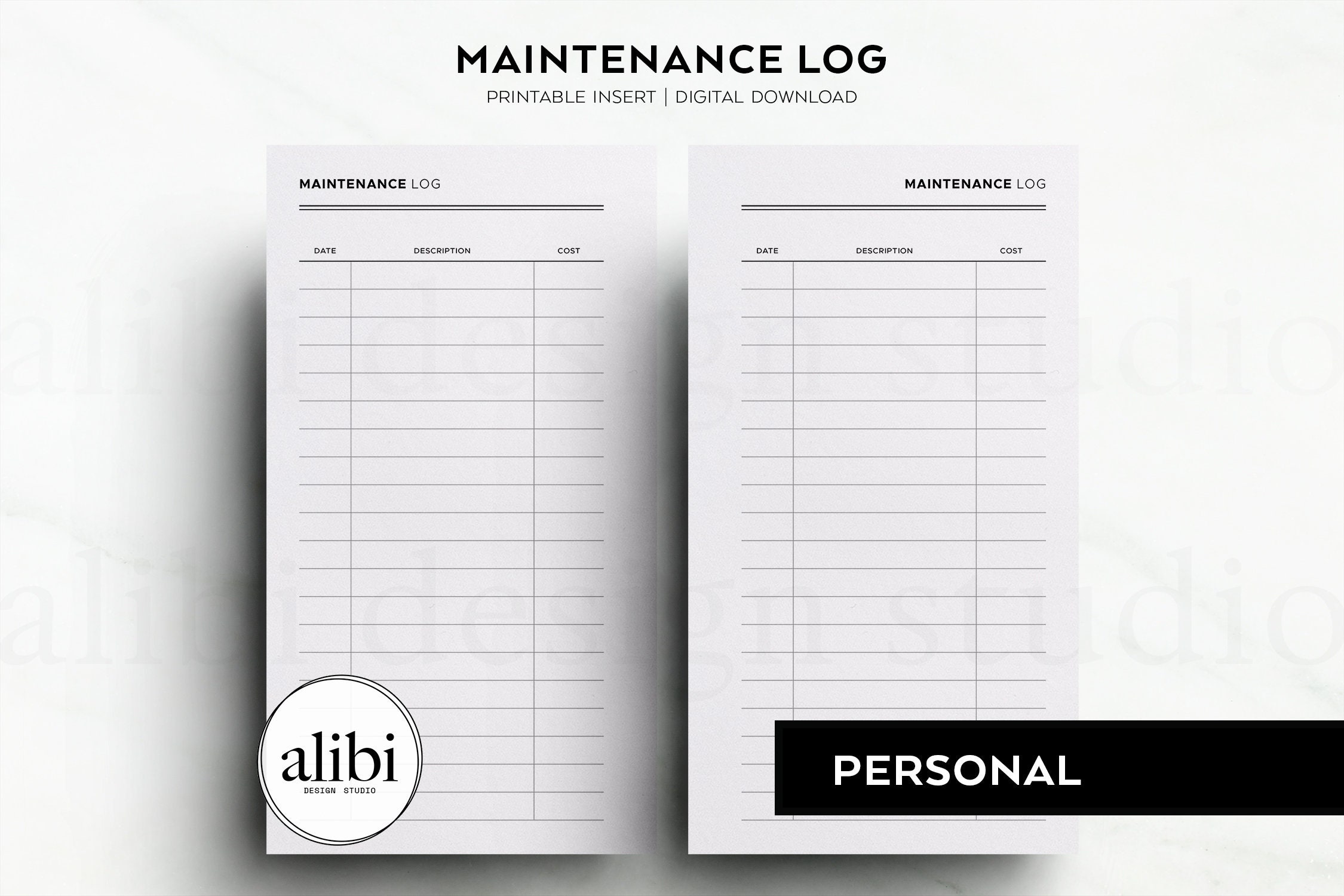 Personal Maintenance Log Printable, Home and Car Maintenance Tracker ...
