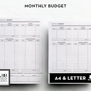 A4 Letter Size Monthly Budget Budget Planner Finance Planner - Etsy