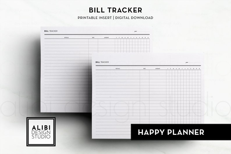 Happy Planner HP Classic Bill Tracker Horizontal Monthly Bill - Etsy