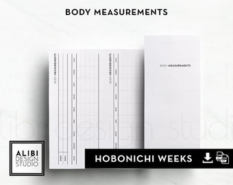 Hobonichi Weeks Body Measurement Tracker Fitness Journal Hobo Weeks Printable Inserts Workout Planner Fitness Planner Weight Log