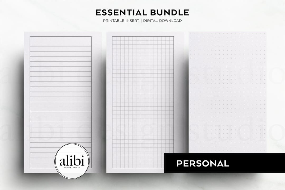 Personal Grid Paper and Dot Grid, Lined Paper for Personal Ring Planner ...