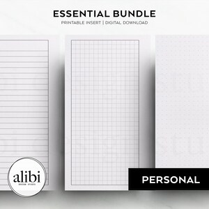 Personal, Grid Paper and Dot Grid, Lined Paper for Personal Ring Planner,  Printable Inserts