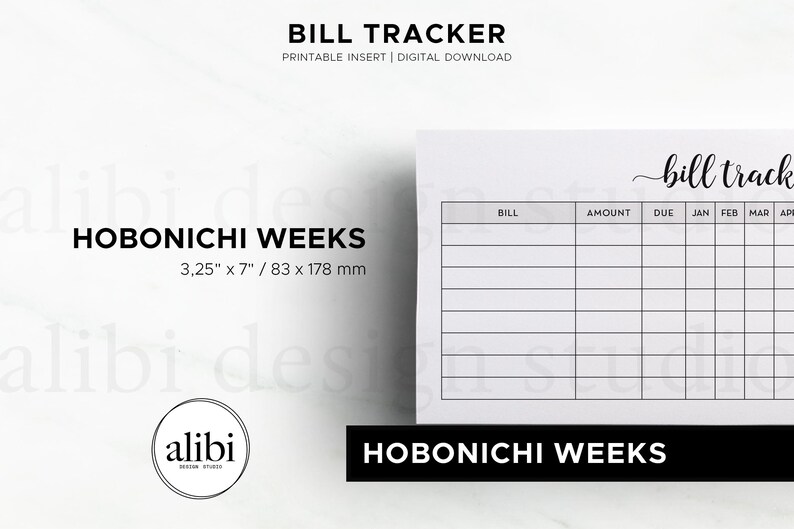 Planificador financiero Hobonichi Weeks con seguimiento de facturas, inserto imprimible y organizador de presupuesto (descarga digital) imagen 2