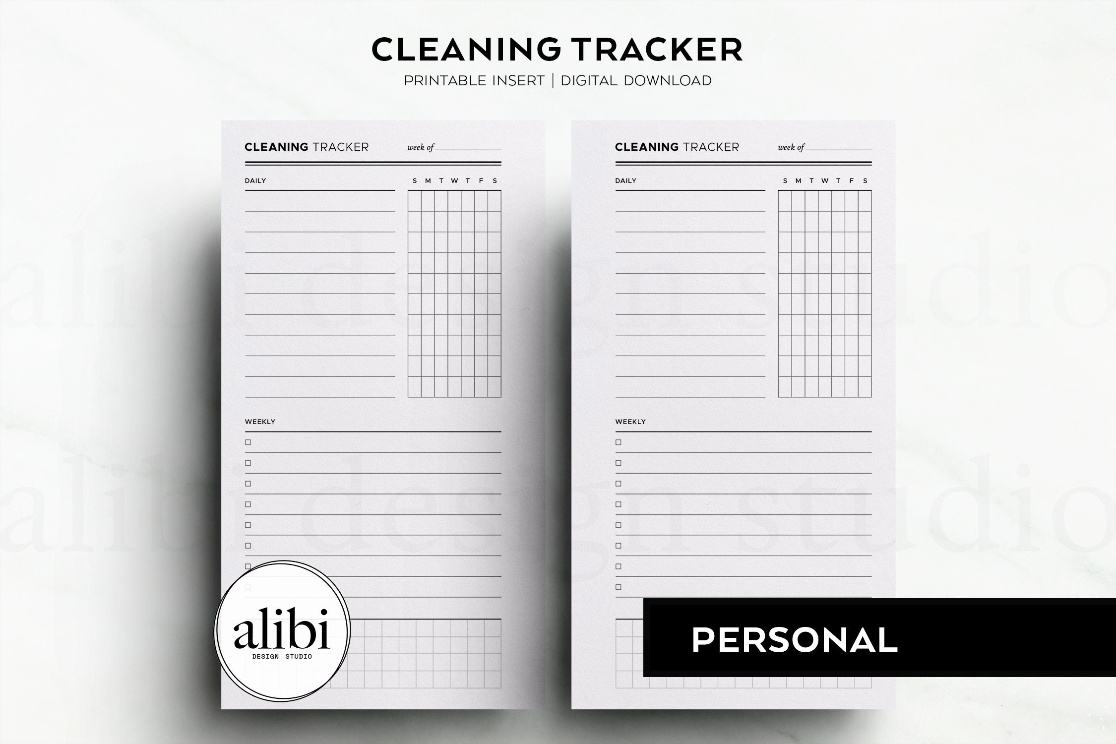 Personal Cleaning Tracker Printable Weekly Habit Tracker Personal ...