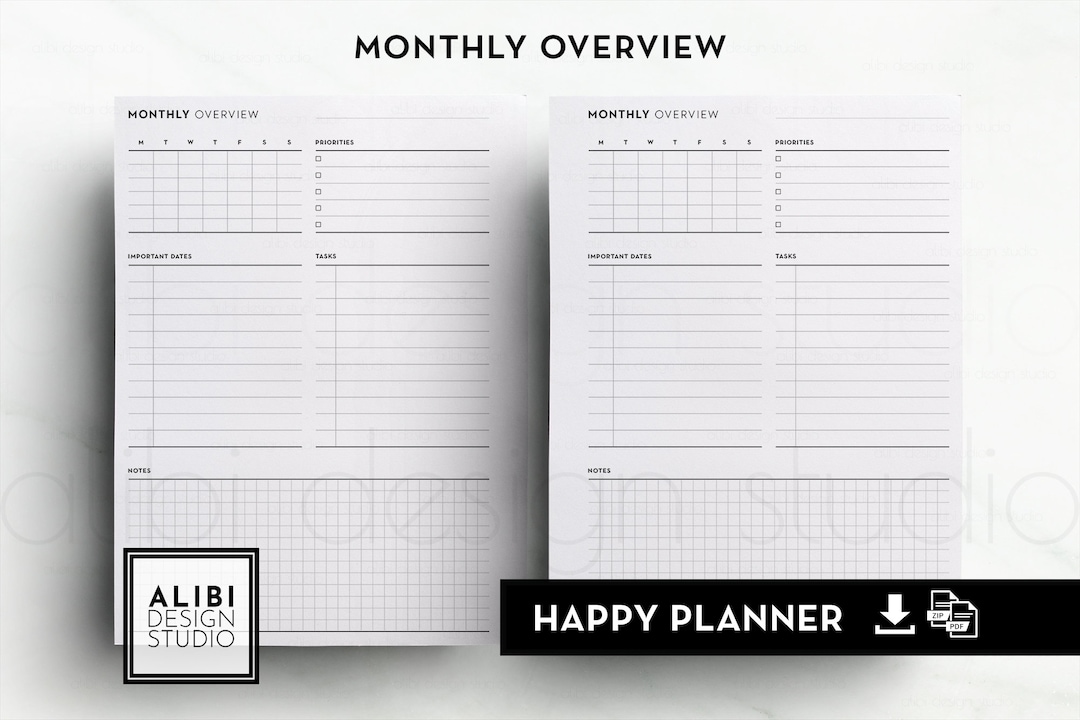 Happy Planner Monthly Dashboard Planner Insert Month at a Glance HP ...