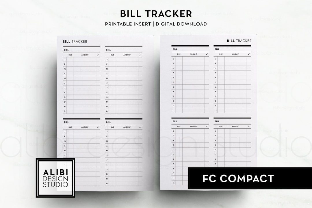 FC Compact Bill Tracker Franklin Covey Compact Printable Planner ...