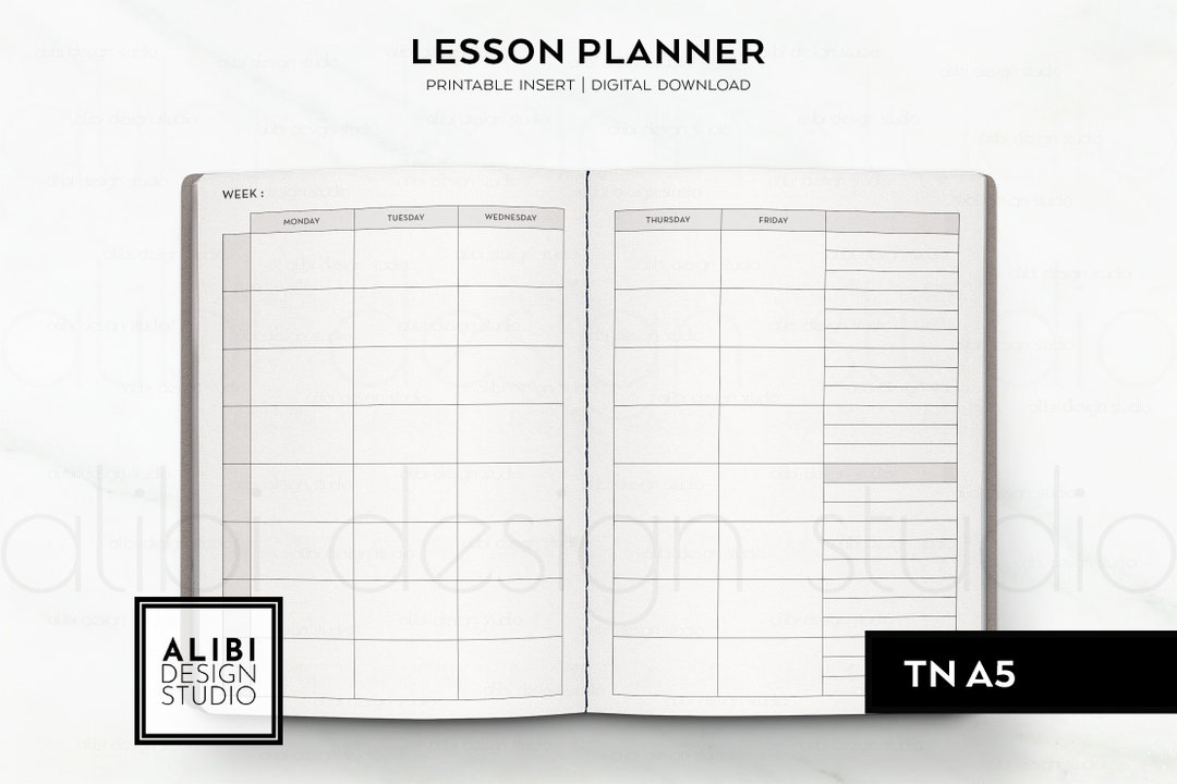 A5 TN, Lesson Planner Teacher Planner A5 Travelers Notebook Printable