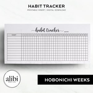 ほぼ日Weeks習慣トラッカー Hobo Weeks 印刷可能なプランナーインサート 月間プランナー 横型月間トラッカー