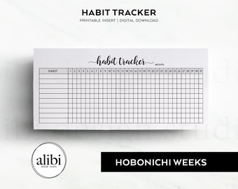 Hobonichi Weeks Habit Tracker Hobo Weeks Printable Planner Inserts Monthly Planner Horizontal Monthly Tracker