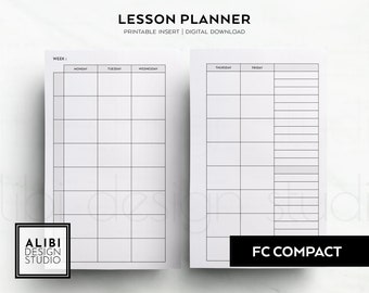 FC Compact, Lesson Planner Student Planner Teacher Planner Weekly Lesson Academic Planner Franklin Covey Compact Printable Planner Inserts