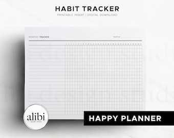 Happy Planner Habit Tracker Monthly Planner Goal Planner PDF, Productivity Insert Monthly Tracker HP Classic Printable Planner Inserts