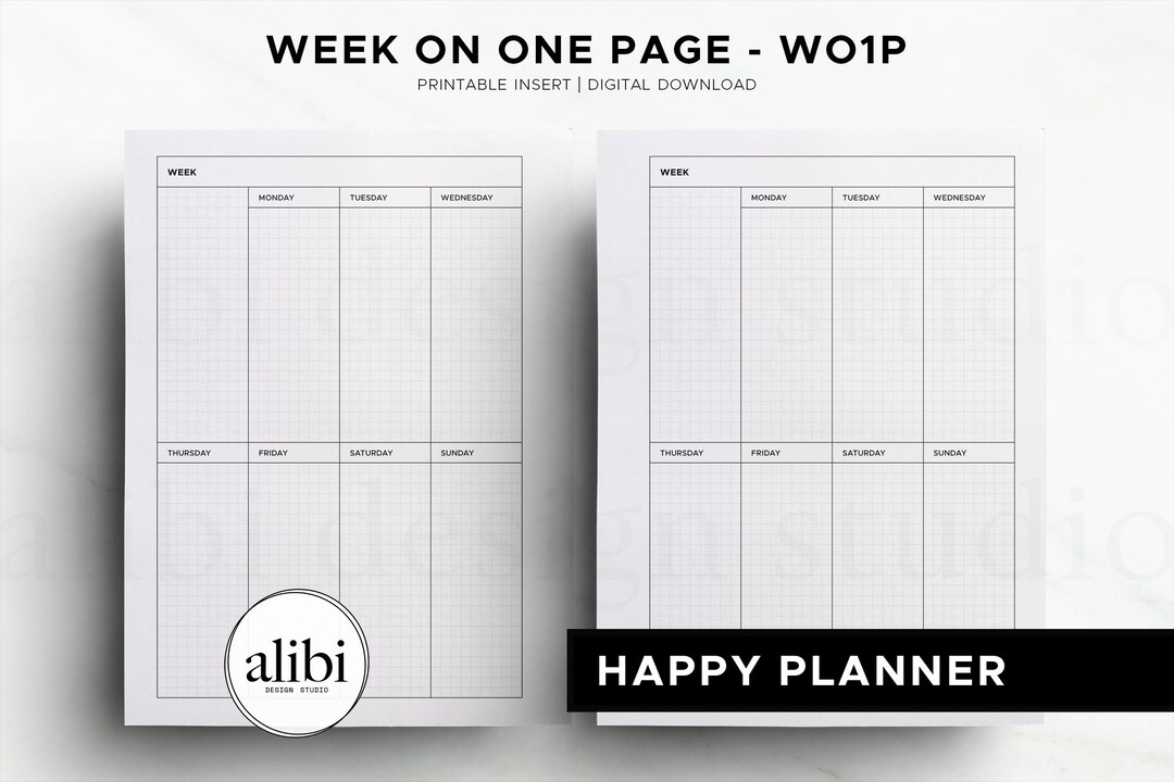 Happy Planner Undated Weekly Planner Insert | WO1P Grid Layout ...