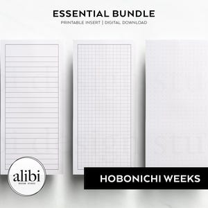 Insertos imprimibles esenciales para planificadores Hobonichi Weeks, papel cuadriculado de repuesto Hobo Weeks, papel rayado con cuadrícula de puntos