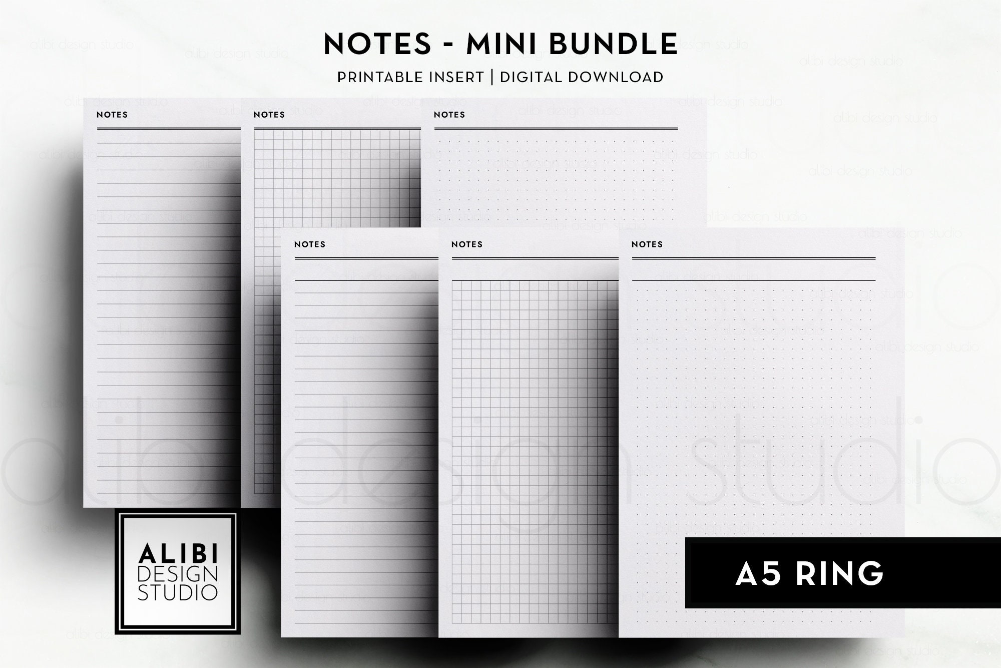 A5, Basic Notes Bundle Notes Paper Grid Paper Dot Paper Lined Paper ...