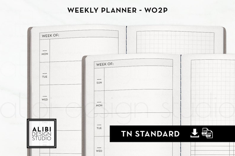 Standard TN Weekly Planner Traveler's Notebook Printable Insert Refill ...