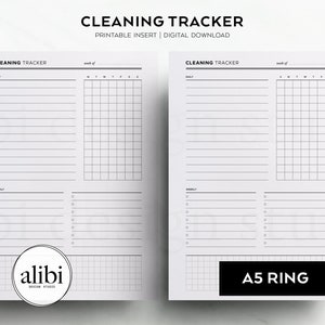 A5 Cleaning Tracker Printable Weekly Habit Tracker A5 Printable Planner Inserts