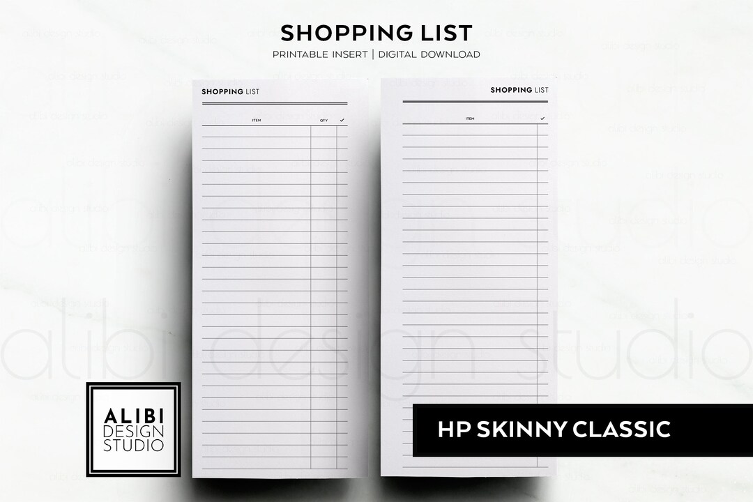 Skinny Classic Happy Planner Shopping List Grocery List HP Half Sheet ...