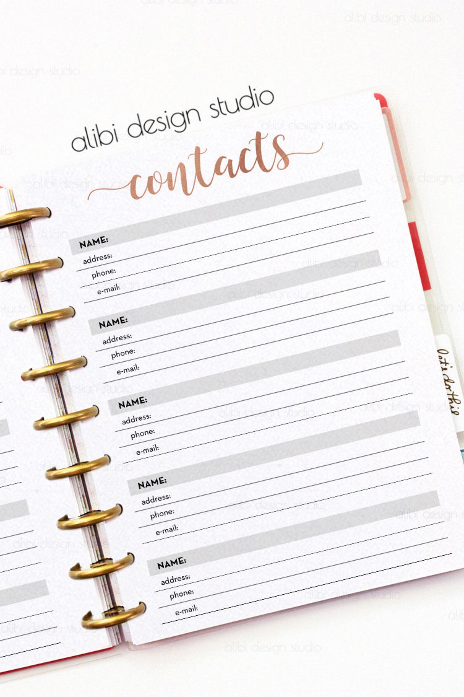 Happy Planner Address Book Contacts List for MAMBI Planner Etsy