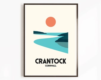 Crantock beach Print, Cornwall Print, Surf Print, Beach Print, Newquay poster, Newquay Beach, Travel Poster Cornwall