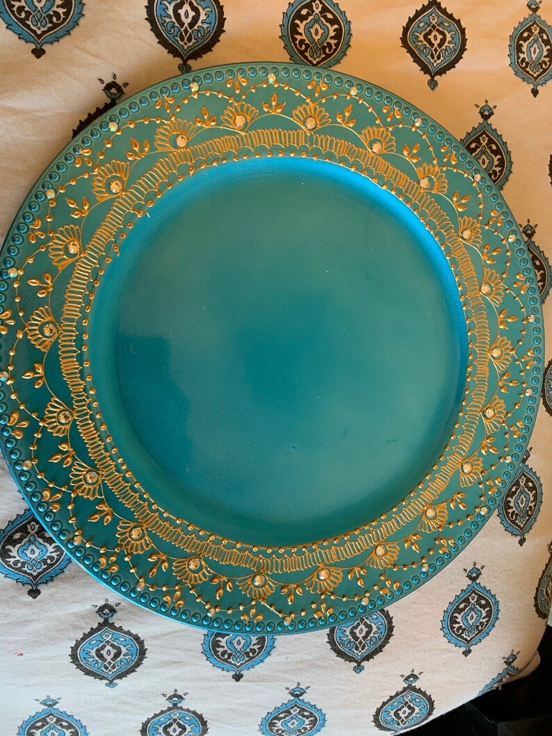 Turquoise charger plate wedding blue charger plate Indian Etsy