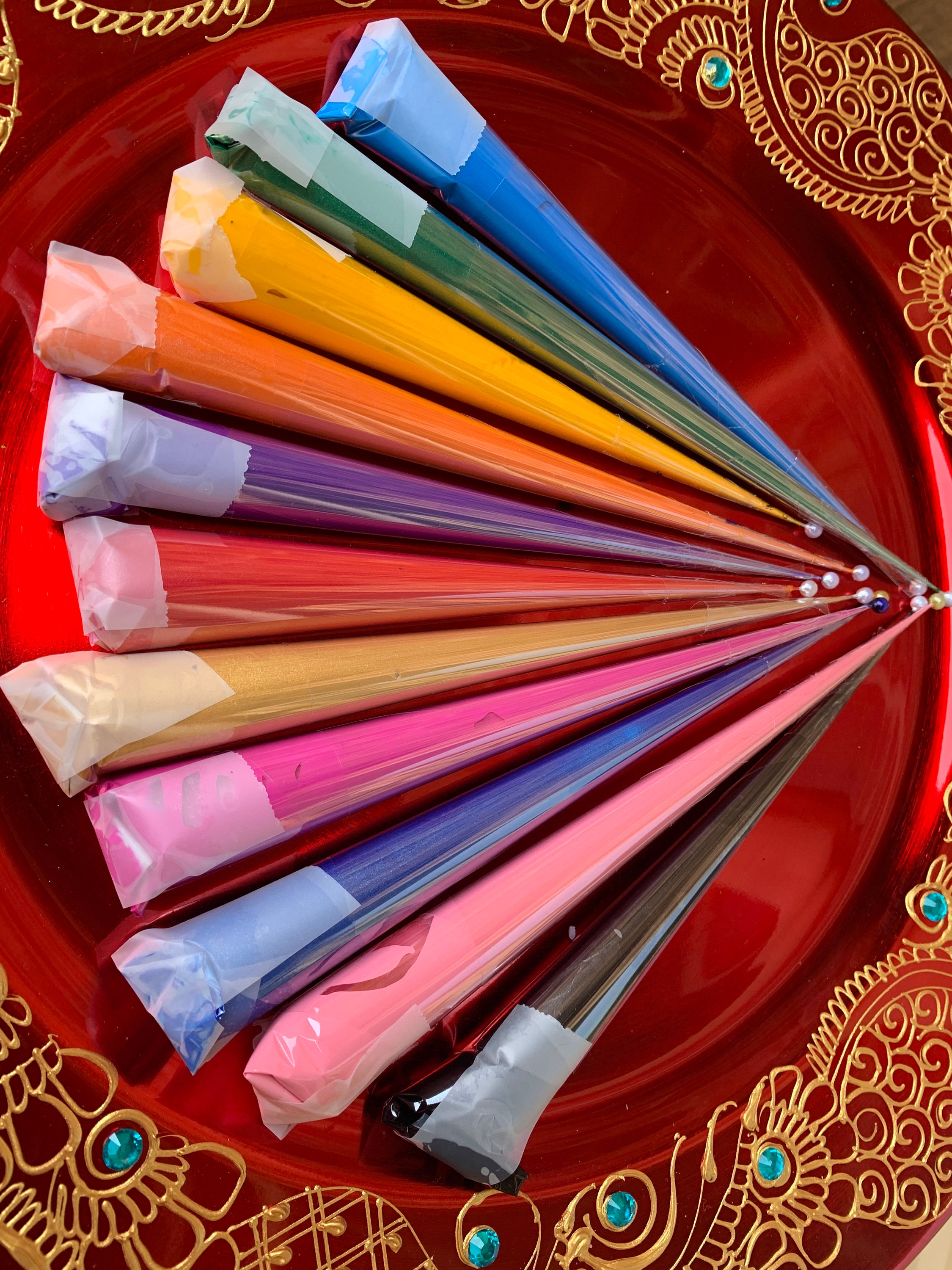 Set of 7 Acrylic Paint Cones Henna Inspired Crafts Paint Etsy